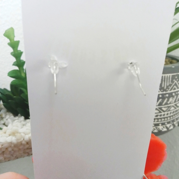 Glitter rose long dangle resin earrings - Picture 7 of 8